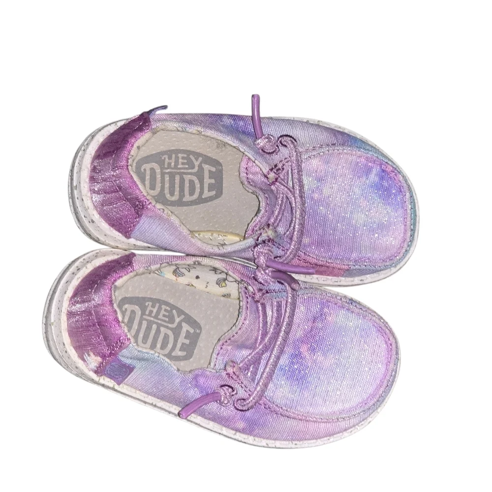 Hey Dude Toddler Unicorn Dreamer Purple Pink Tie-Dye SlipOn Sneaker Shoe Size K5